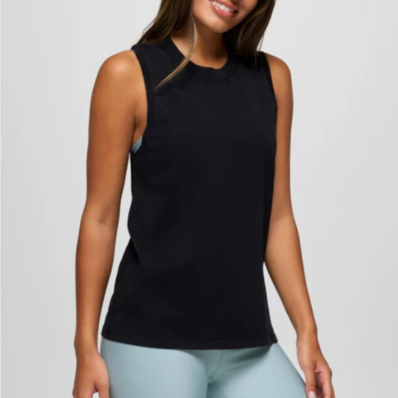 Prana Everyday Tank Womens S Black Vintage Wash Standard Fit Regenerative Cotton - Picture 3 of 9